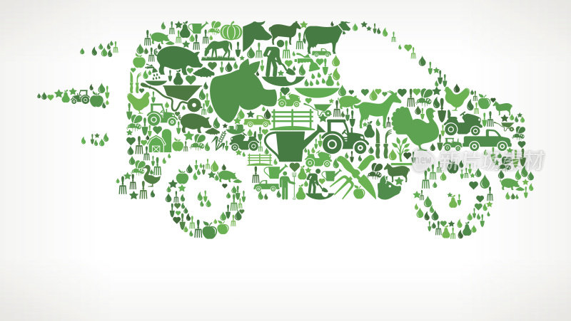 Van Farming和农业绿色图标模式